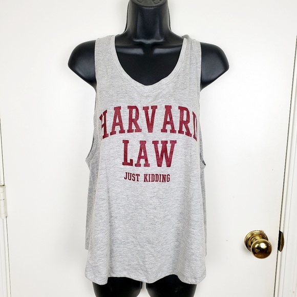 Popular Basics Tops - POPULAR HARVARD LAW JUST KIDDING TANK TOP L